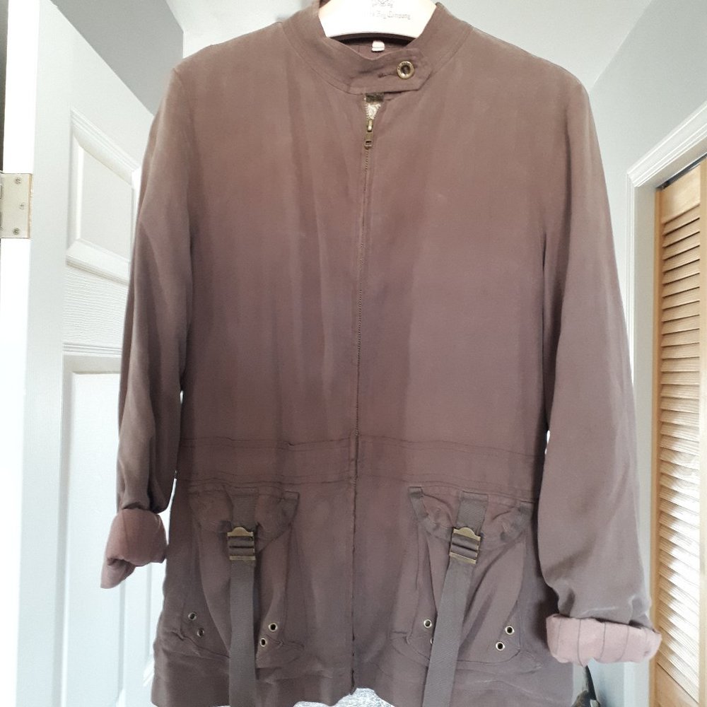 Danang Jacket/Blazer - Cocoa Brown - Size Large - 100% Silk - Lined
